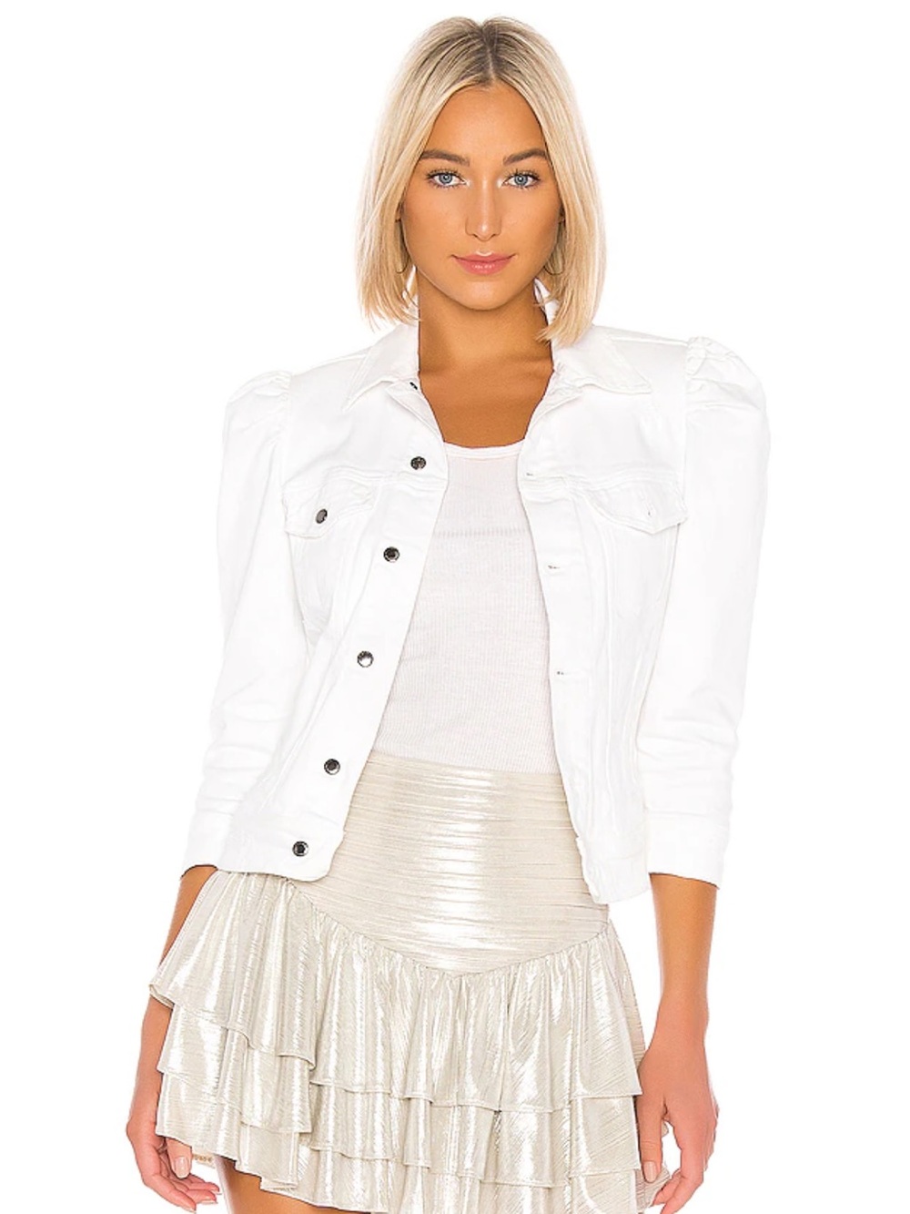 retrofete Ada cropped denim Jacket in White